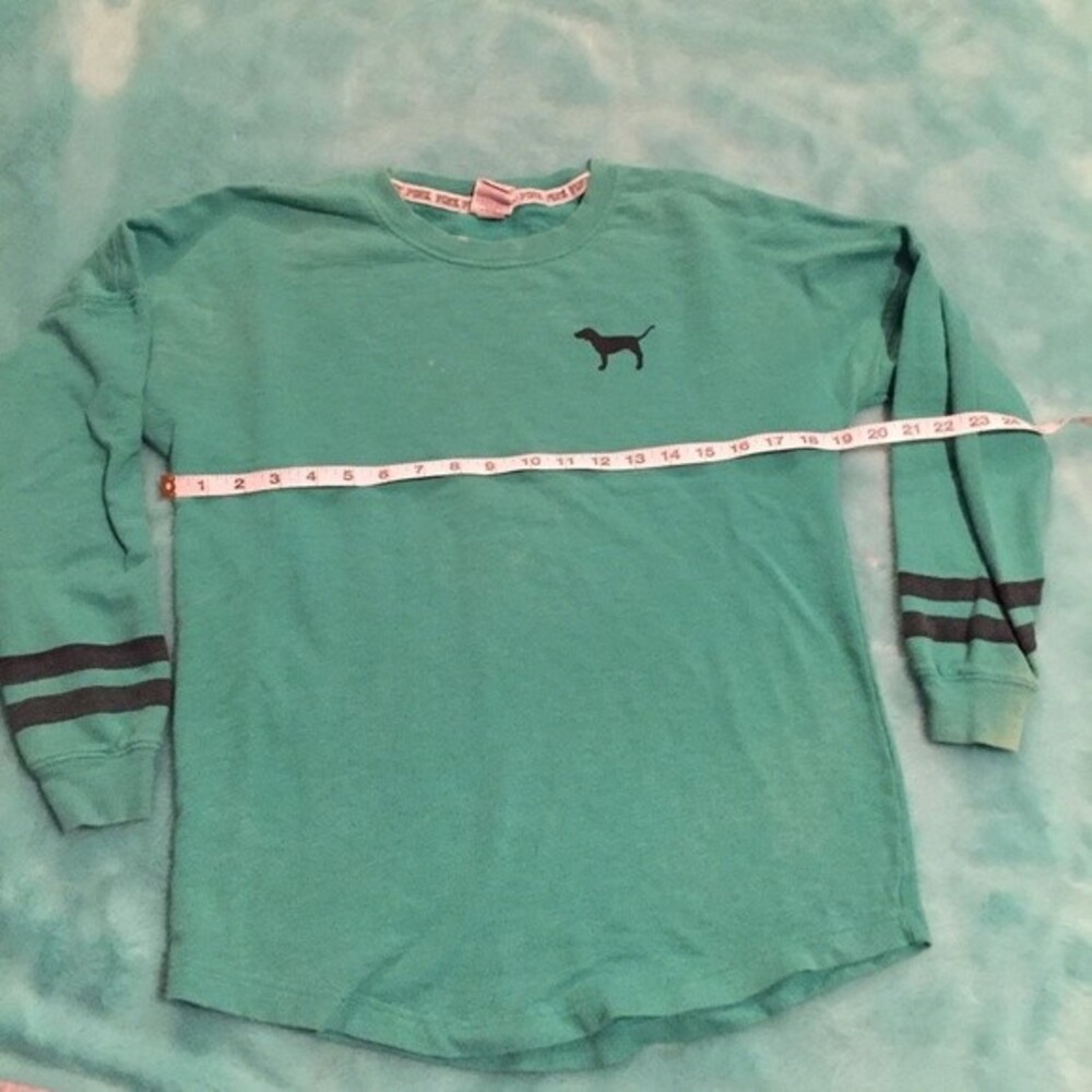 Pink long sleeve sea green tshirt with big logo